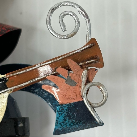 Rustic Tin Metal Singing Cowboy Playing Guitar Marionette Christmas Ornament - Picture 2 of 6